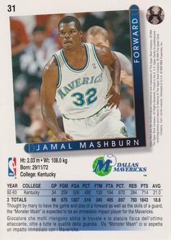 1993-94 Upper Deck Golden Grahams (Italian) #31 Jamal Mashburn Back