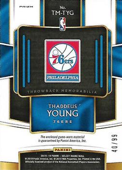 2018-19 Panini Select - Throwback Memorabilia Purple Prizms #TM-TYG Thaddeus Young Back