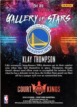 2018-19 Panini Court Kings - Gallery of Stars #23 Klay Thompson Back