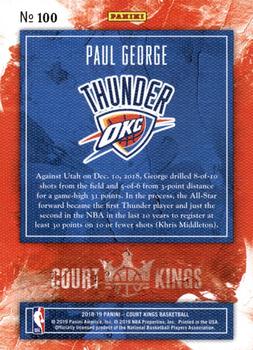 2018-19 Panini Court Kings - Jade #100 Paul George Back