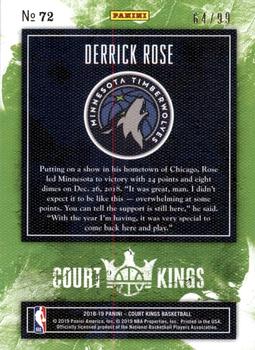 2018-19 Panini Court Kings - Ruby #72 Derrick Rose Back