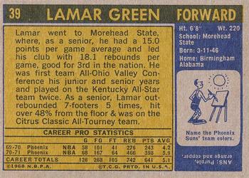1971-72 Topps #39 Lamar Green Back
