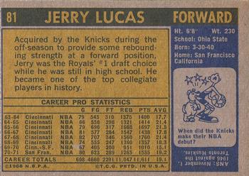 1971-72 Topps #81 Jerry Lucas Back