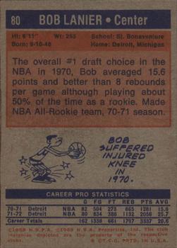 1972-73 Topps #80 Bob Lanier Back