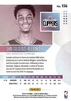 2018-19 Panini Status - Blue #156 Shai Gilgeous-Alexander Back