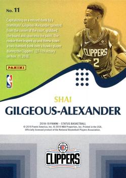 2018-19 Panini Status - Rookie Prominence #11 Shai Gilgeous-Alexander Back