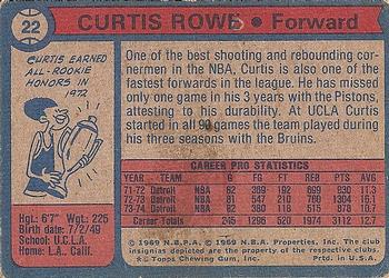 1974-75 Topps #22 Curtis Rowe Back