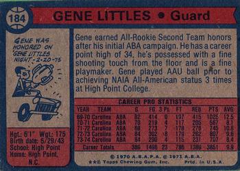 1974-75 Topps #184 Gene Littles Back