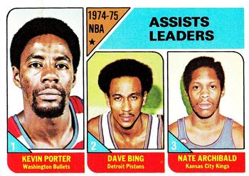 1975-76 Topps #5 NBA Assists Leaders (Kevin Porter / Dave Bing / Nate Archibald) Front