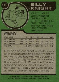 1977-78 Topps #110 Billy Knight Back