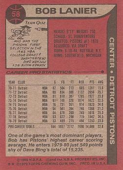 1979-80 Topps #58 Bob Lanier Back