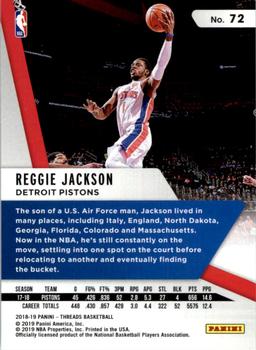 2018-19 Panini Threads - Premium #72 Reggie Jackson Back