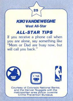 1984 Star All-Star Game Police #25 Kiki Vandeweghe Back