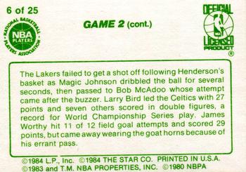 1984 Star Celtics Champs #6 Game 2 (cont.) Back