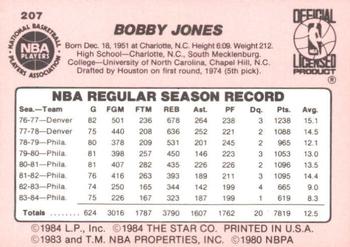 1984-85 Star #207 Bobby Jones Back