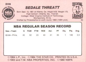 1984-85 Star #209 Sedale Threatt Back