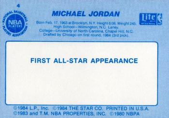1985 Star Lite All-Stars #4A Michael Jordan Back