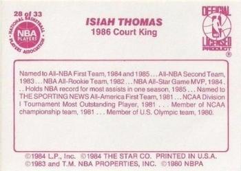 1986 Star Court Kings #28 Isiah Thomas Back