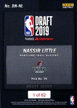 2019-20 Panini Instant NBA Draft Night #DN-NL Nassir Little Back