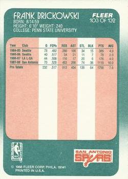 1988-89 Fleer #103 Frank Brickowski Back