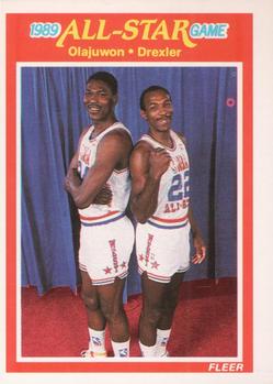 1989-90 Fleer #164 Akeem Olajuwon / Clyde Drexler Front