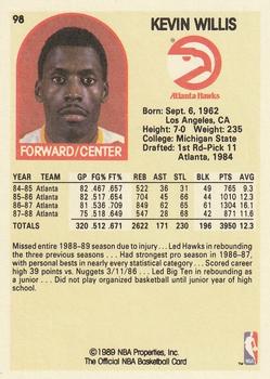 1989-90 Hoops #98 Kevin Willis Back