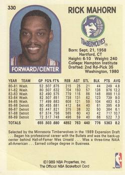 1989-90 Hoops #330 Rick Mahorn Back