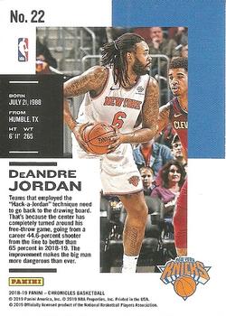 2018-19 Panini Chronicles - Bronze #22 DeAndre Jordan Back