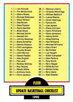 1990-91 Fleer Update #U-100 Update Basketball Checklist Front