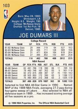 1990-91 Hoops #103 Joe Dumars Back