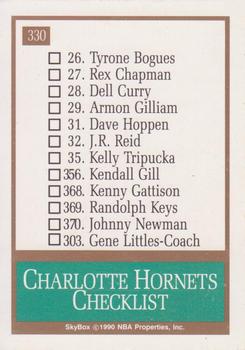 1990-91 SkyBox #330 Charlotte Hornets Logo/Checklist Back