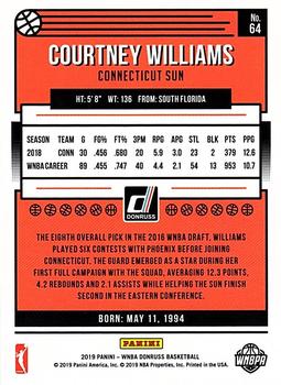 2019 Donruss WNBA - Gold Laser Press Proof #64 Courtney Williams Back