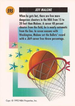 1991-92 SkyBox #595 Jeff Malone Back