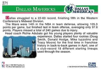 1992-93 Hoops #271 Dallas Mavericks Back