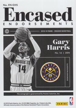 2018-19 Panini Encased - Endorsements Bronze FOTL #EN-GHS Gary Harris Back