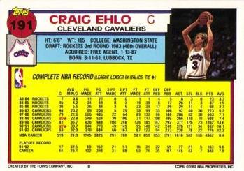 1992-93 Topps #191 Craig Ehlo Back