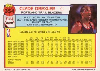 1992-93 Topps #354 Clyde Drexler Back