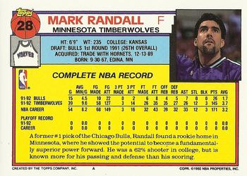 1992-93 Topps #28 Mark Randall Back