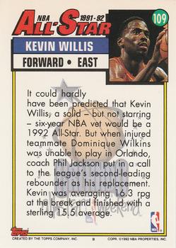1992-93 Topps #109 Kevin Willis Back
