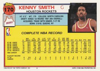 1992-93 Topps #170 Kenny Smith Back