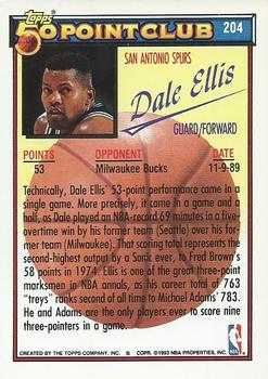 1992-93 Topps #204 Dale Ellis Back
