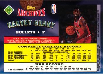 1992-93 Topps Archives #103 Harvey Grant Back
