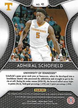 2019 Panini Prizm Draft Picks #41 Admiral Schofield Back