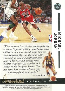 1992-93 Upper Deck - Jerry West Selects #JW9 Michael Jordan Back