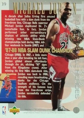 1994-95 Upper Deck - Basketball Heroes: Michael Jordan Jumbo #39 Michael Jordan Back