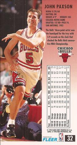  Basketball NBA 1992-93 Ultra #29 John Paxson #29 NM