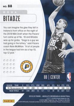 2019-20 Panini Absolute Memorabilia #88 Goga Bitadze Back