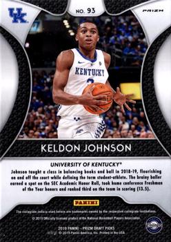 2019 Panini Prizm Draft Picks - Prizms Silver #93 Keldon Johnson Back