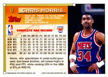 1993-94 Topps #8 Chris Morris Back