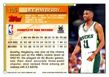 1993-94 Topps #105 Lee Mayberry Back